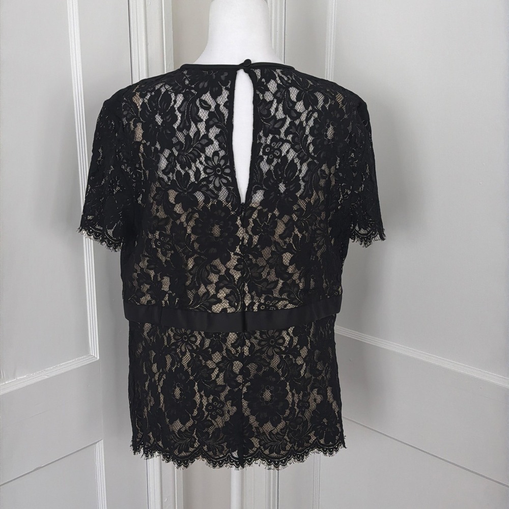 Vintage Talbots Top Womens 16 Black Lace Blouse Rhinestone Cocktail Party USA - Picture 2 of 10